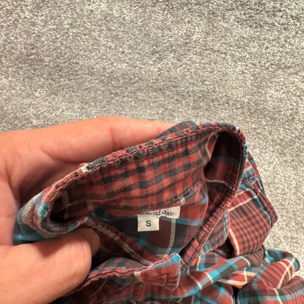 Steven Alan Shirt Mens Small Red Blue Plaid Cotton Casual Button Down USA Preppy - Picture 5 of 10